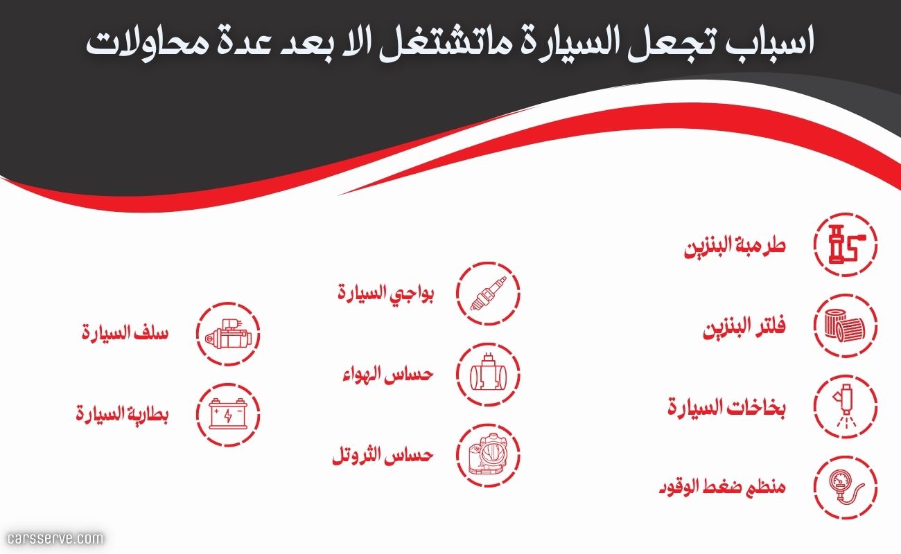 الاسباب التي تجعل السيارة ماتشتغل الا بعد عدة محاولات