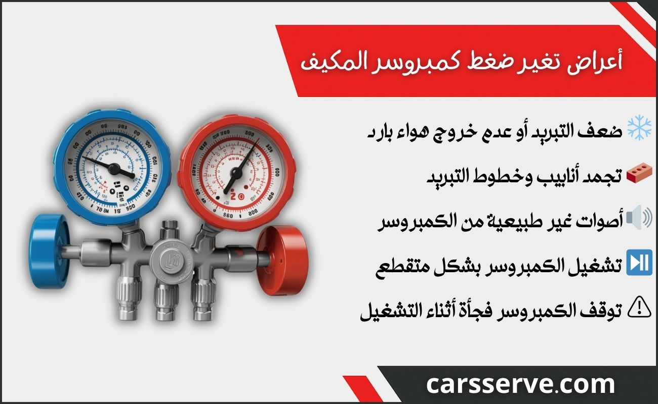 أعراض انخفاض أو ارتفاع ضغط الكمبروسر