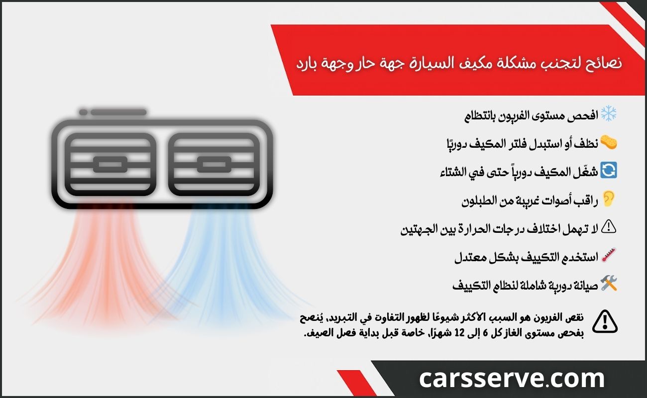 نصائح لتجنب مشكلة مكيف السيارة جهة حار وجهة بارد