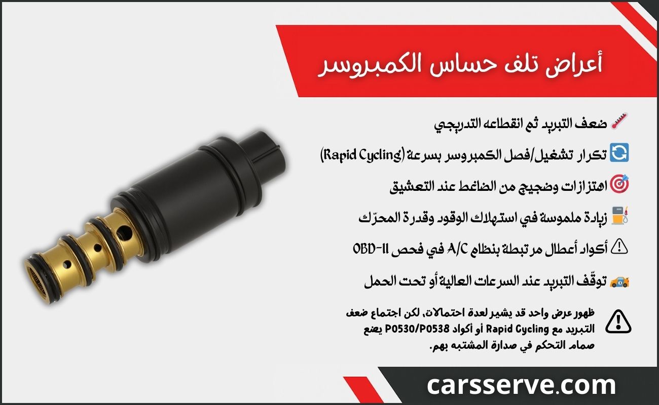 أعراض تلف حساس الكمبروسر