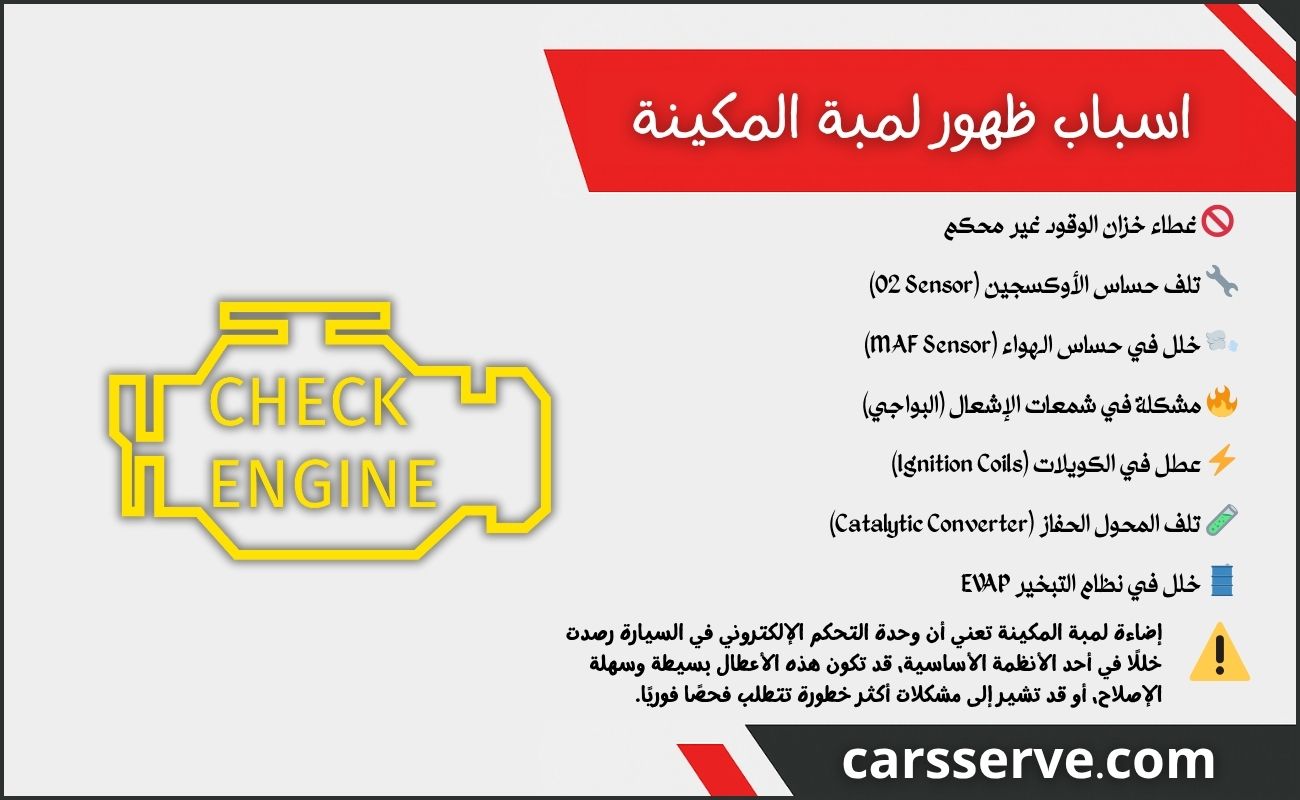اسباب ظهور لمبة المكينة على الطبلون