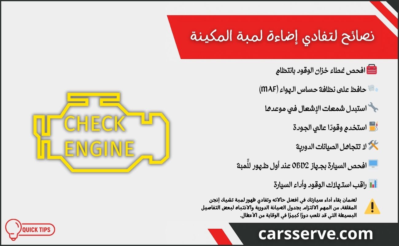 نصائح لتفادي إضاءة لمبة المكينة