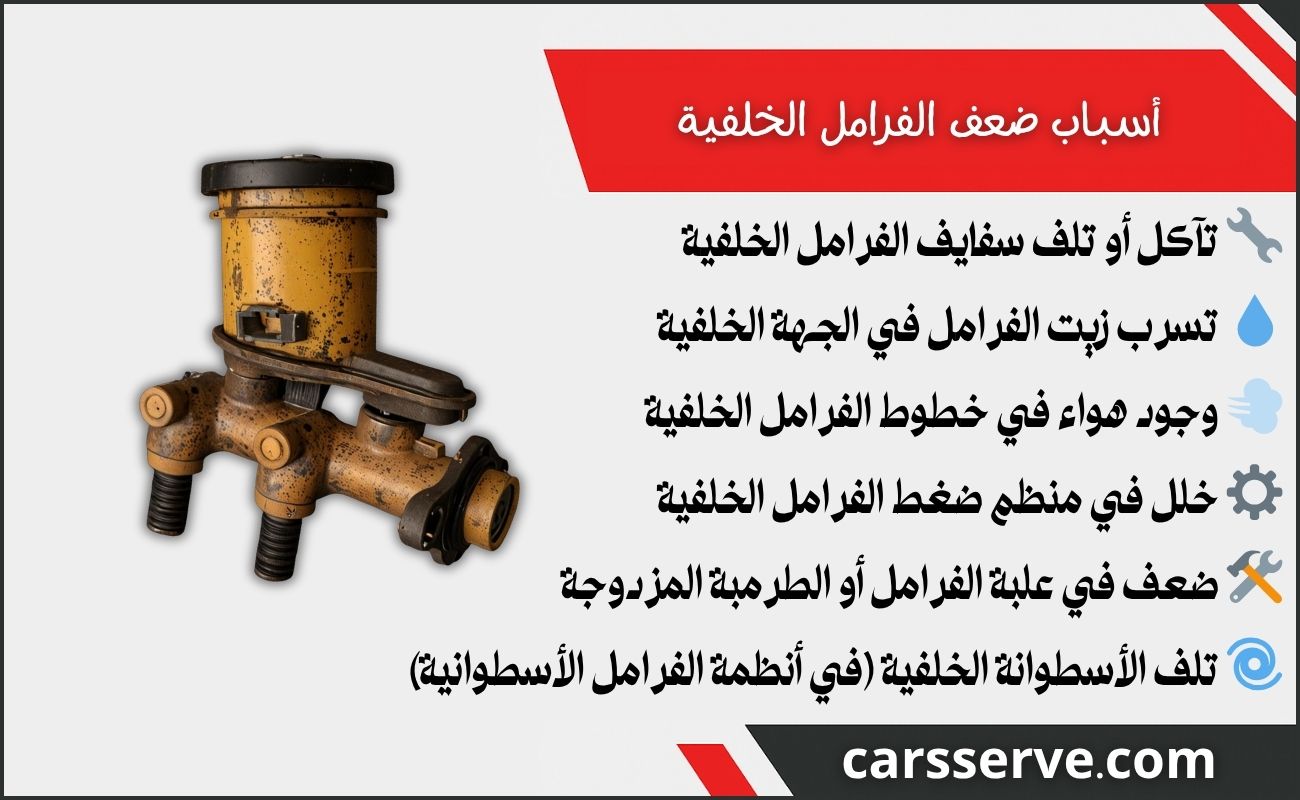 أسباب ضعف الفرامل الخلفية