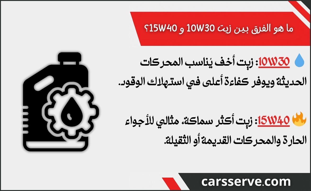 ما هو الفرق بين زيت 10W30 و 15W40؟