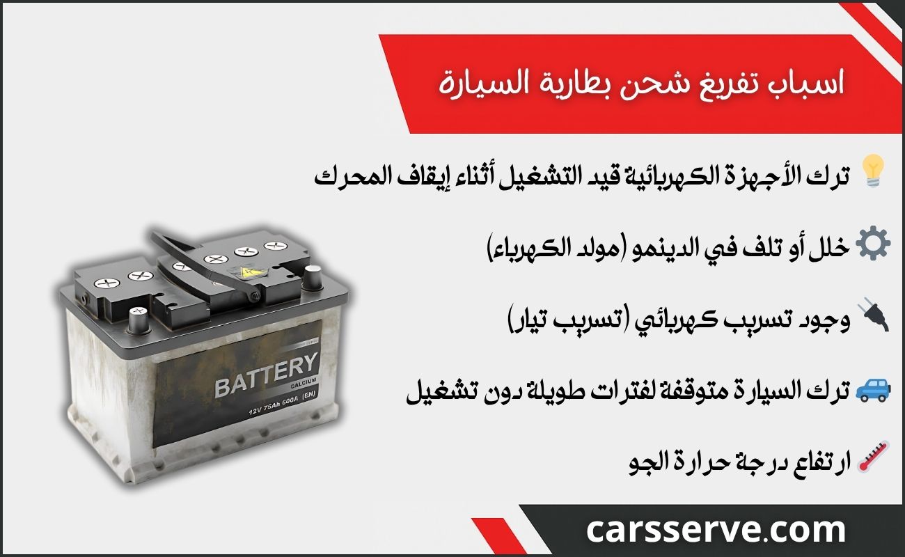 اسباب تفريغ شحن بطارية السيارة