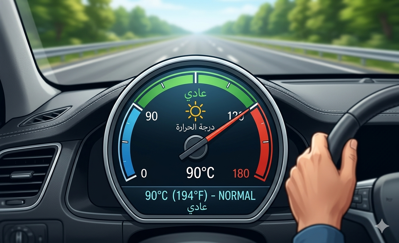 مؤشر حرارة السيارة في الوضع الطبيعي.